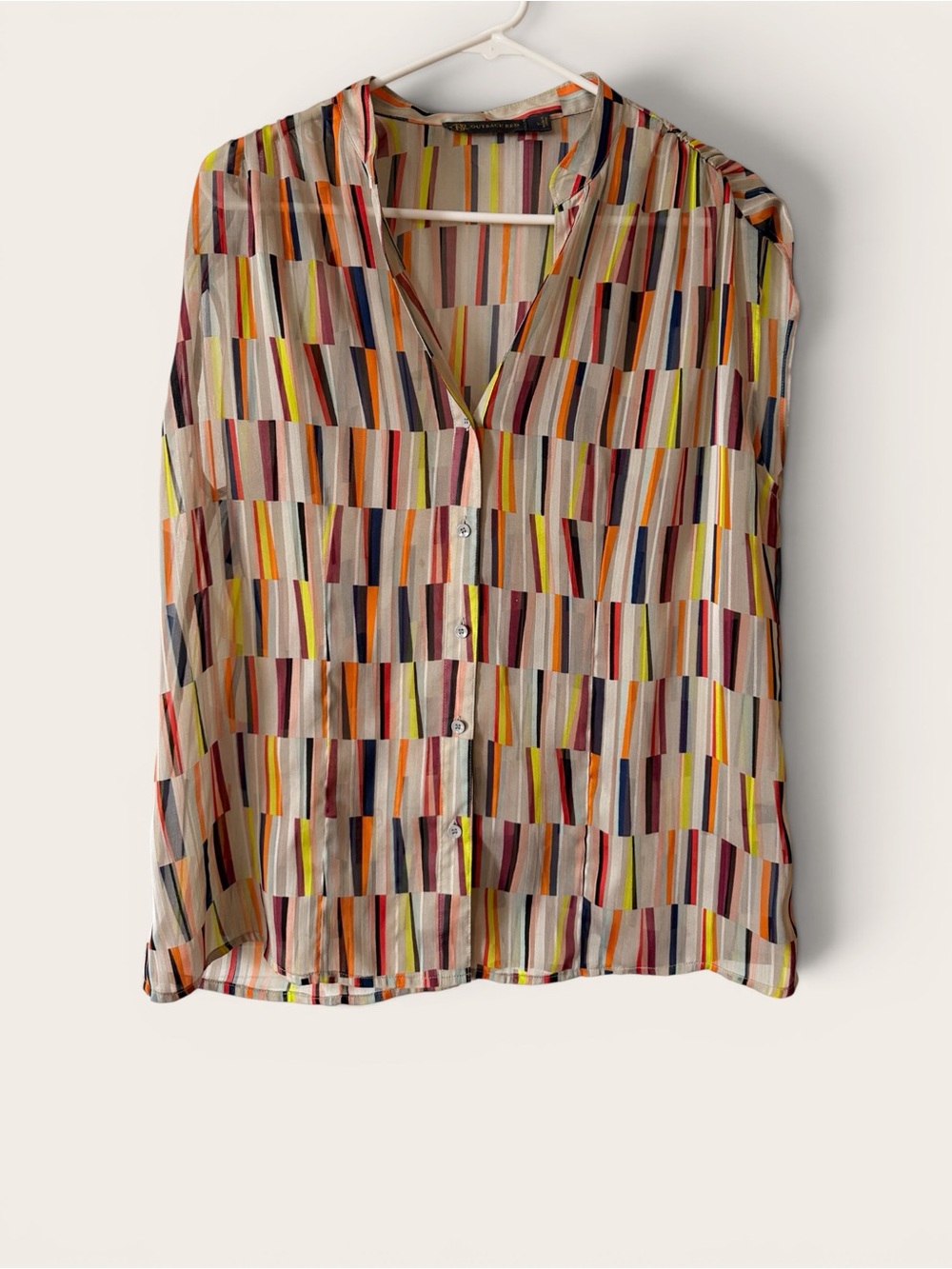 Striped Multicolor Button-Front Blouse - Women's Top